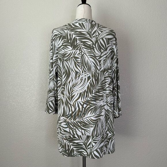Chico’s Leaf Print Open Front Cardigan, Sz Large - Picture 9 of 14